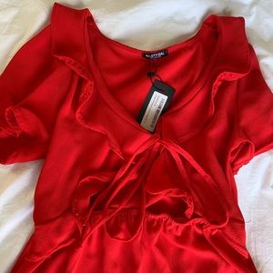 NWT Nasty Gal red dress front keyhole mini